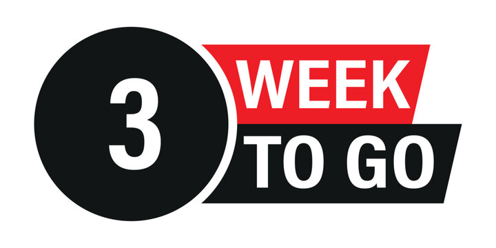 Modern three weeks to go countdown graphic in bold red and black for important event announcements