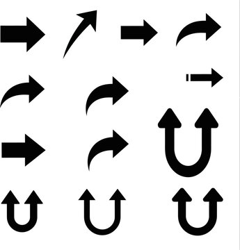 A collection of various black arrow icons on a white background in Vectro file format.