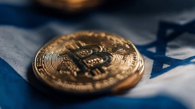 israel flag with bitcoin on it
