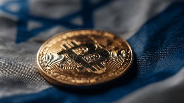 israel flag with bitcoin on it