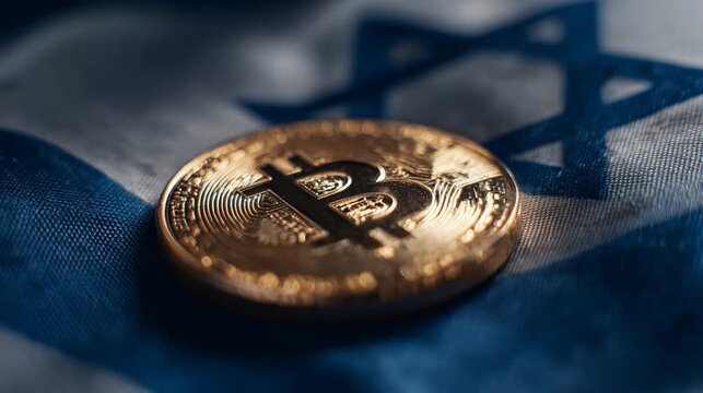 israel flag with bitcoin on it