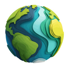 Naklejka premium Stylized globe with layered continents and oceans in vibrant colors