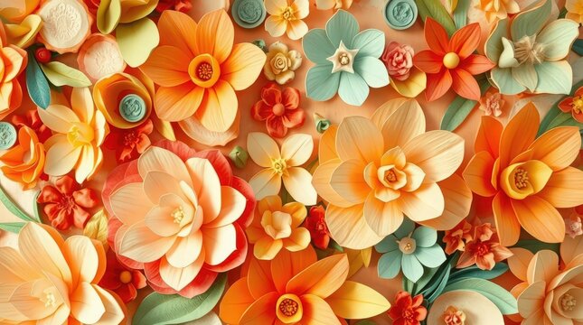 vibrant papier mache floral texture background