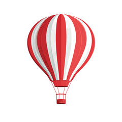 Naklejka premium A red and white striped hot air balloon with a basket on a black background