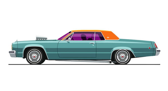 Vintage Teal Colored Luxury Sedan Automobile.