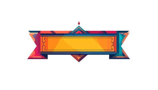 Ornate banner with vibrant gradient colors, geometric patterns, and blank central space