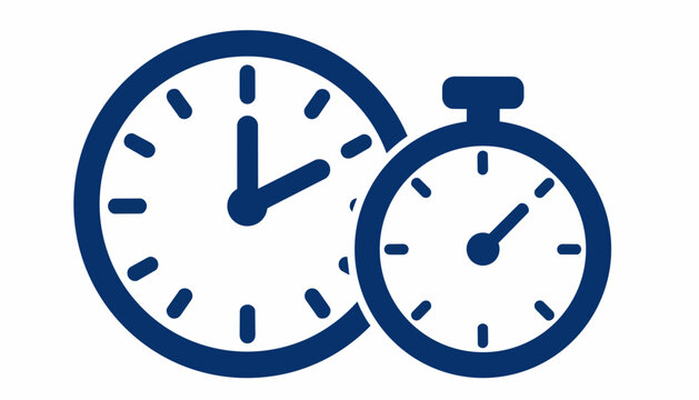Simple blue round clock icon representing time and schedule
