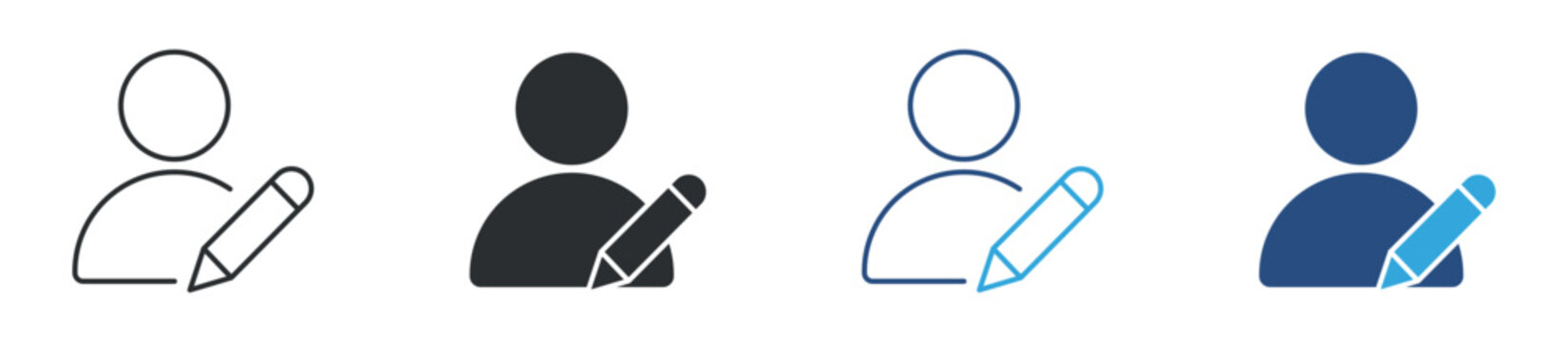 User edit icon set. person with pencil symbol. profile update and account editing concept. vector illustration.