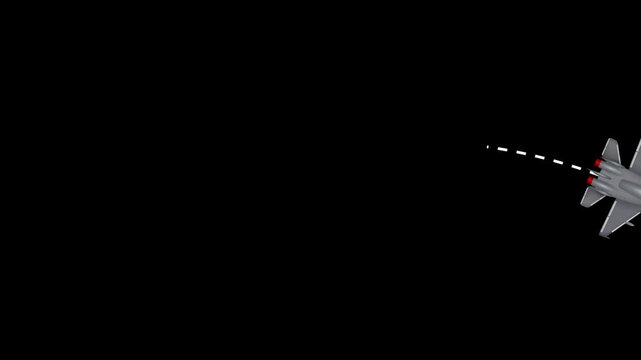 Detailed vector illustration of a modern military stealth fighter jet with grey camouflage pattern on animation video