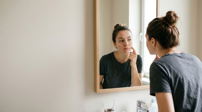 Self-care routine home lifestyle image intimate space close-up personal reflection