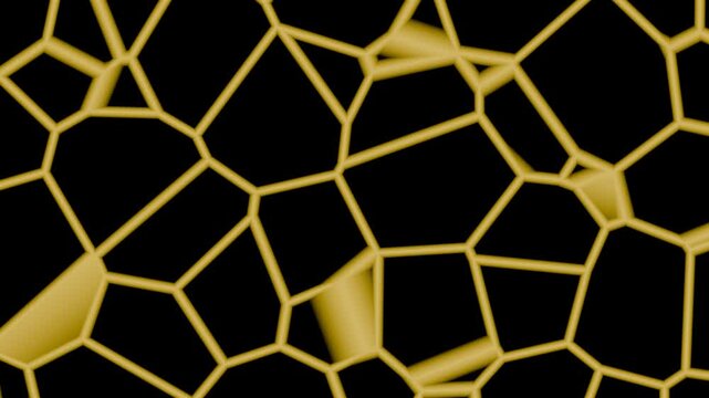 Gold Circuit Voronoi Cell Pattern Animation 4K Seamless Loop