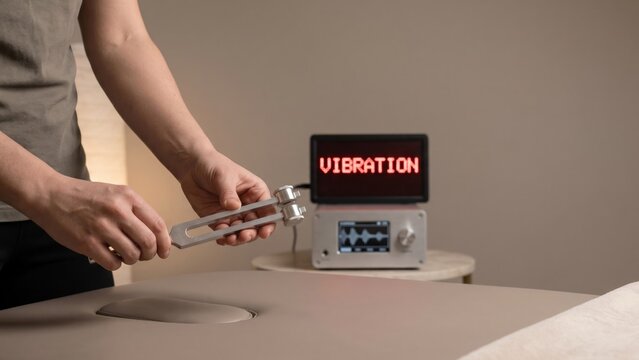 Healing Hands Using Digital Frequency Analyzer with Tuning Fork for Holistic Wellness