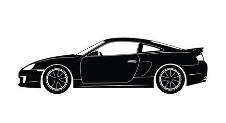 Naklejka premium sports car silhouette side view black and white isolated on white background high quality professional detailed modern elegant stylish clean crisp