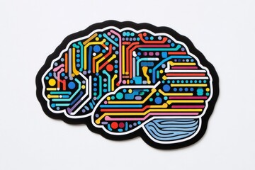 Fototapeta premium Colorful circuit board brain illustration on white background