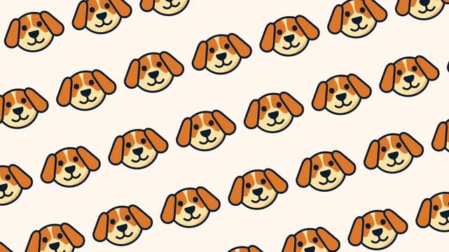 Cute dog smiley face  seamless pattern looping animation
