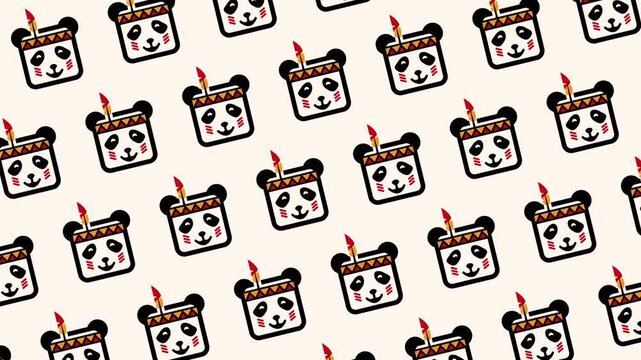 Indian panda seamless pattern looping animation
