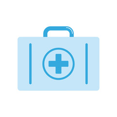 Obraz premium Blue medical first aid kit icon Vector