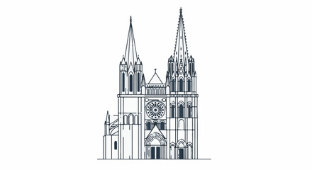 Obraz premium Ornate Gothic cathedral with twin spires and a rose window