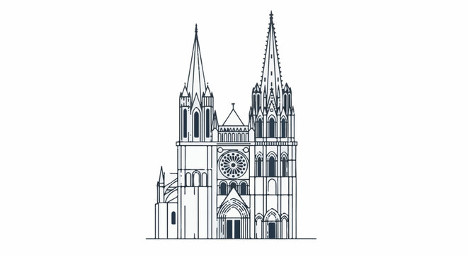 Ornate Gothic cathedral with twin spires and a rose window