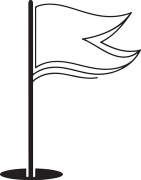 Simple black and white flag icon on a pole