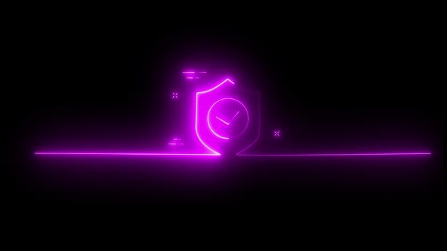 A lock icon with a pink neon light. Digital security concept. 4k animation motion graphic video.
