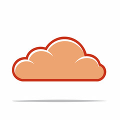 Fototapeta premium Stylized Orange Cloud Icon with Red Outline