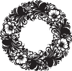 Black floral wreath vector design element isolated on a transparent background for wedding. © TREND AND VECTORS