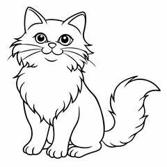 Obraz premium Cute cartoon cat sitting and looking forward