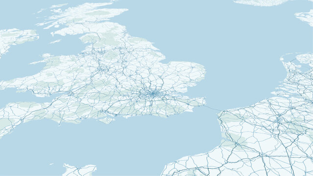 Modern minimalist vector map of London, United Kingdom. High-quality scalable illustration of London city grid, River Thames, and Greater London for posters and urban design.