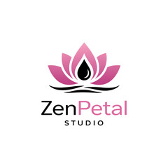 Obraz premium Displays the zenpetal studio logo with a pink lotus flower. Suitable for branding, meditation studios, mindfulness products, yoga merchandise.