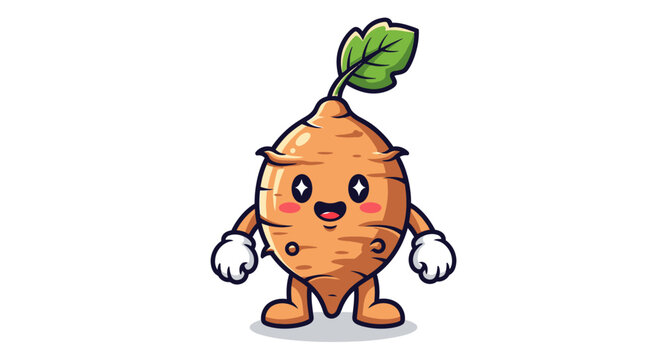 Cartoon root vegetable character illustration for healthy eating concept