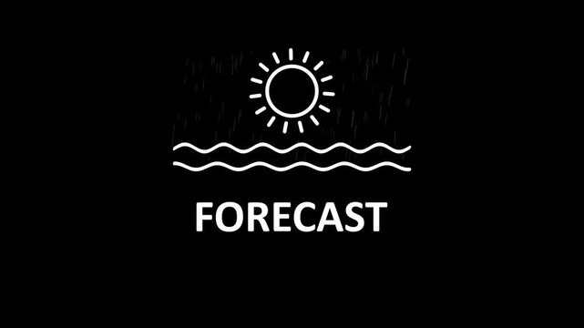 Animated weather forecast with sun, rain, and waves for meteorological reports 1. weather forecast animation