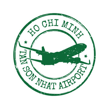 green circular tan son nhat airport ho chi minh stamp
