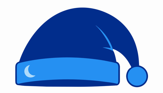 Blue nightcap with crescent moon for sleep and comfort