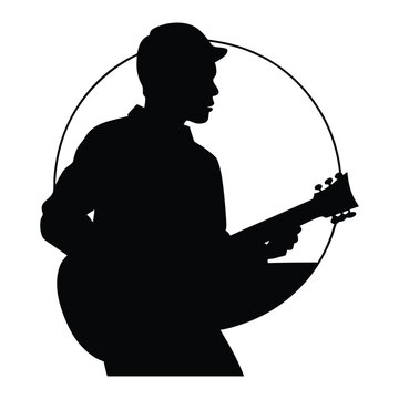 Street Musician Guitar Silhouette Golden Sunset Artistic Illustration