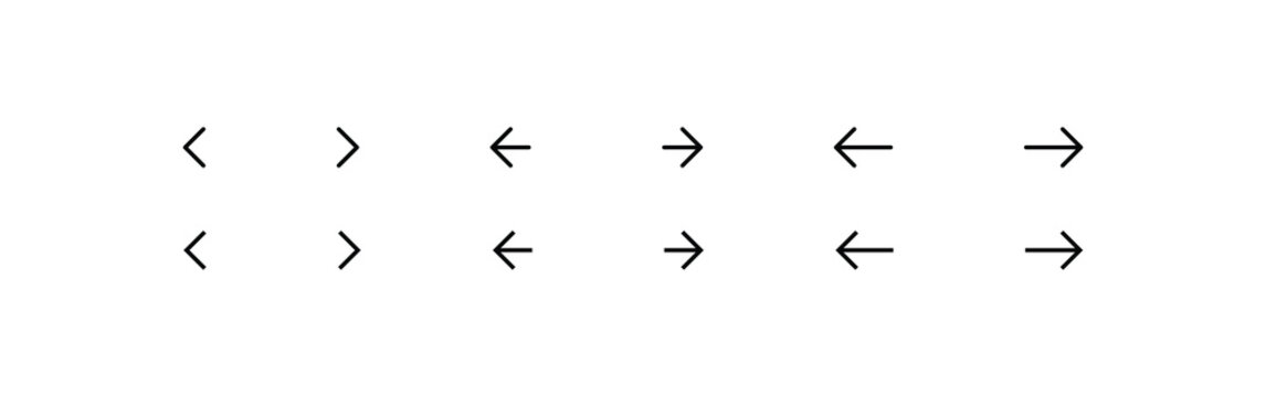 Next and previous arrow icon set. Web interface navigation buttons. next previous rounded controls for app interface. Slider arrow buttons symbols
