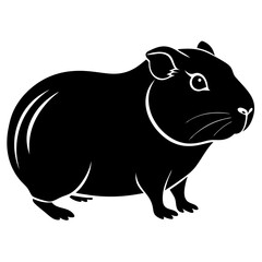 Fototapeta premium Black silhouette guinea pig standing