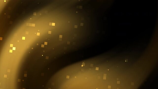 Luxurious abstract background with golden particles and shimmering light waves. Perfect for luxury branding, backgrounds, and digital design projects.