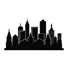 Naklejka premium City skyline with buildings silhouette illustration