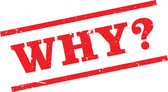 red why question rubber stamp with vintage grunge line texture