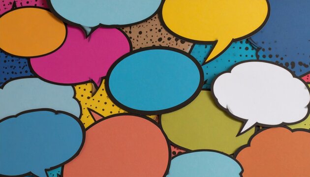 Colorful Speech Bubbles Background for Communication and Discussion.