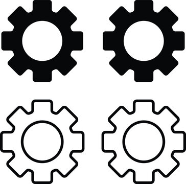 Settings gear icon representing configuration, system control and preferences. Concept of setup, tools and adjustment for user interface, software, web and mobile application design.