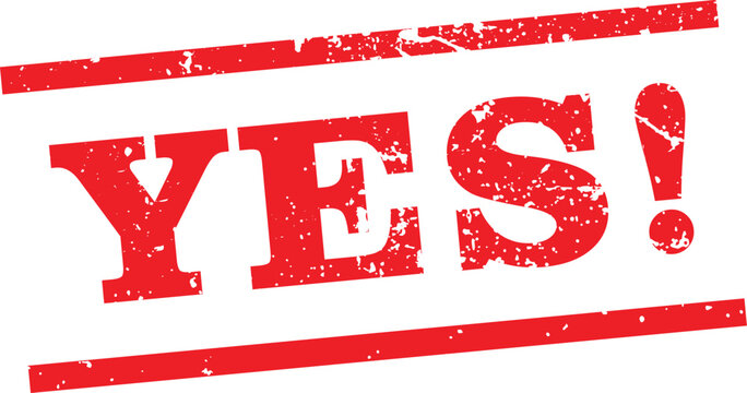 vintage yes red line rubber stamp for positive approval concept
