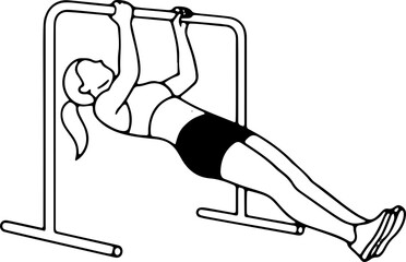 Naklejka premium Inverted Row Exercise Focused Young Woman Training Upper Body Strength for Fitness and Health.