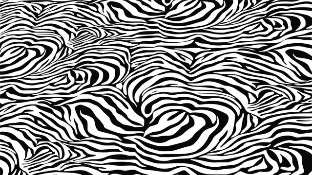 abstract zebra stripe seamless pattern black and white vector background