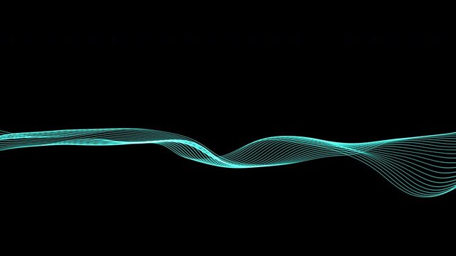 blue glowing flowing wave lines forming smooth motion on dark background