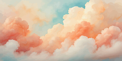 Gemini said  A fluffy white cumulus cloudscape drifts across a bright blue summer sky in this abstract watercolor background capturing the light and airy atmosphere of a clear day © Romana