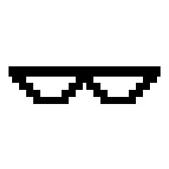 Black pixel sunglasses icon illustration with flat style design. Application, web, social media, sticker, banner, poster, lego. © Erlin