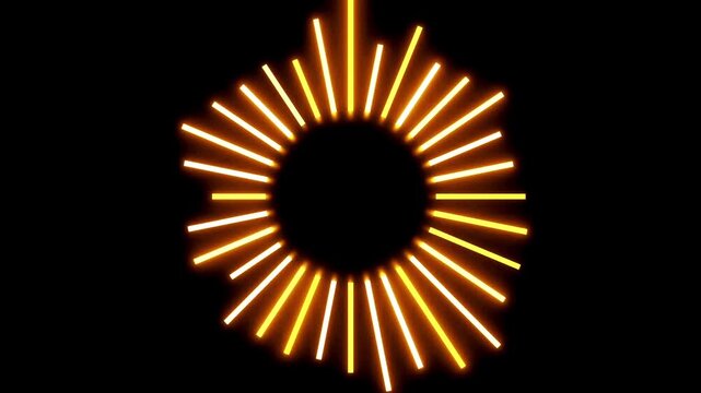 Glowing orange lines pulse in a circular audio waveform pattern against a dark background.