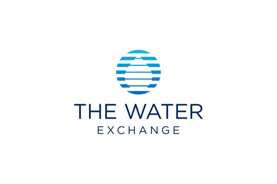 The Water Exchange logo with a blue and green striped globe icon.